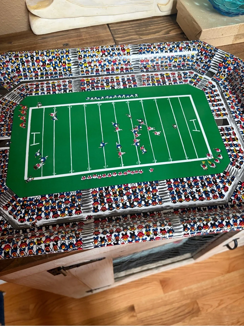 Vintage Football Themed Serving Platter 19x13.5 It’s Cool!